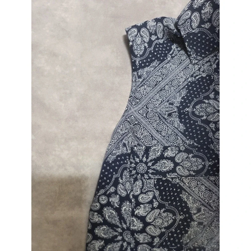 Soho New York & Company Womens Blouse Multicolor Paisley Sleeveless Zip L